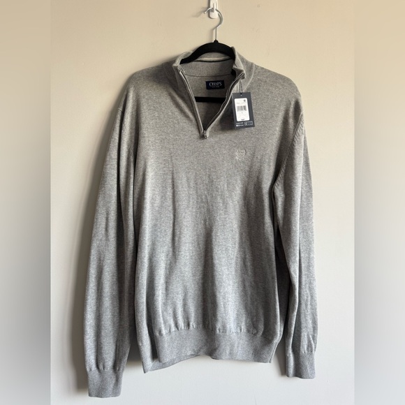Chaps Other - NWT Chaps Men’s Light Gray Heather Pullover Cotton Long Sleeve Sweater